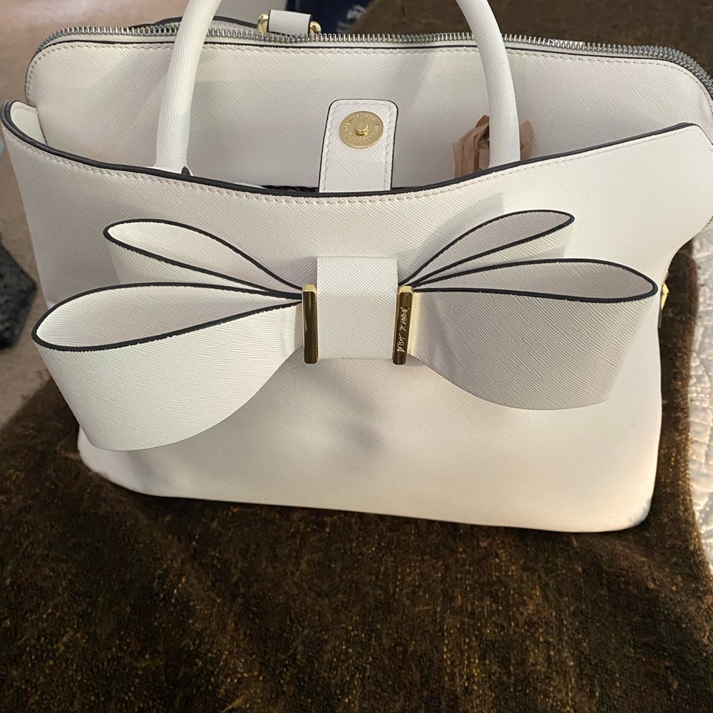 Betsey Johnson White Bow Accent Shoulder Bag